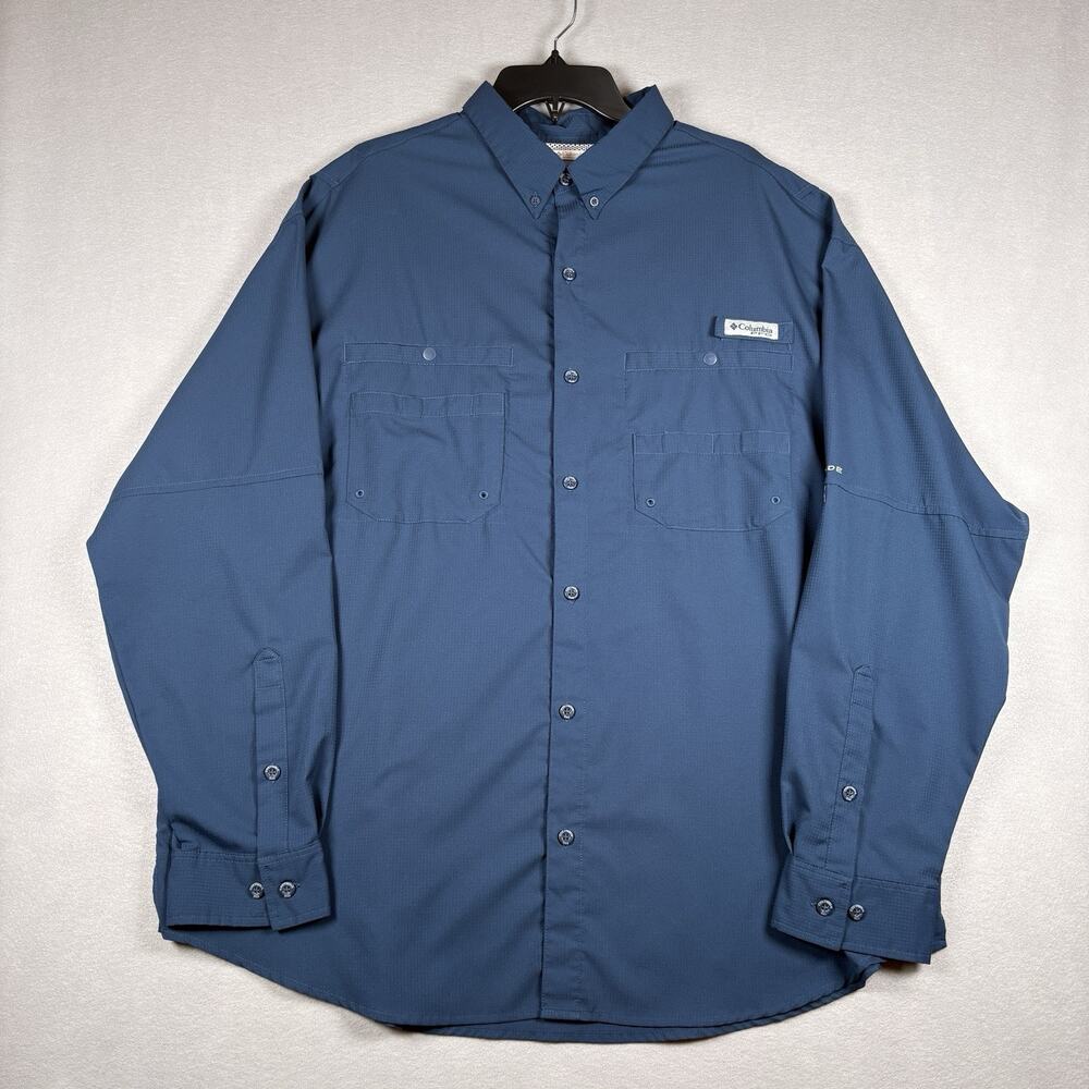 Columbia PFG Tamiami Men's XXL Navy Long Sleeve Vented Fishing Shirt
